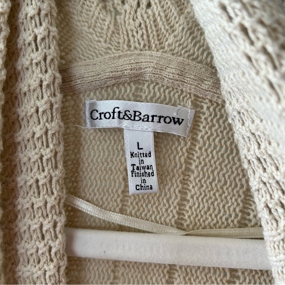 [M] Croft & Barrow Beige Coastal Long Sleeve Creme Knit Spring Cardigan - Picture 11 of 13